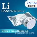 0,1 0,2 mm Litio ultrafino LI CAS: 7439-93-2 Material de la batería Densidad de alta energía Larga vida útil